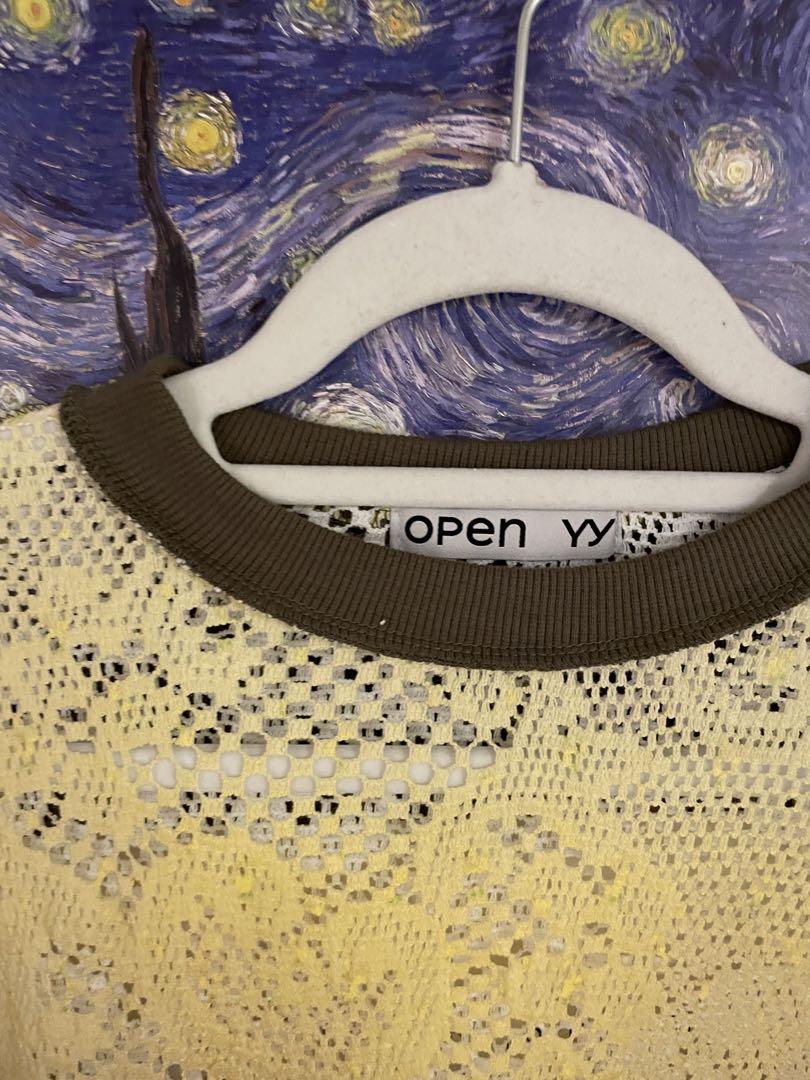 本物の OPENYY OMBRE LACE TOP, YELLOW トップス