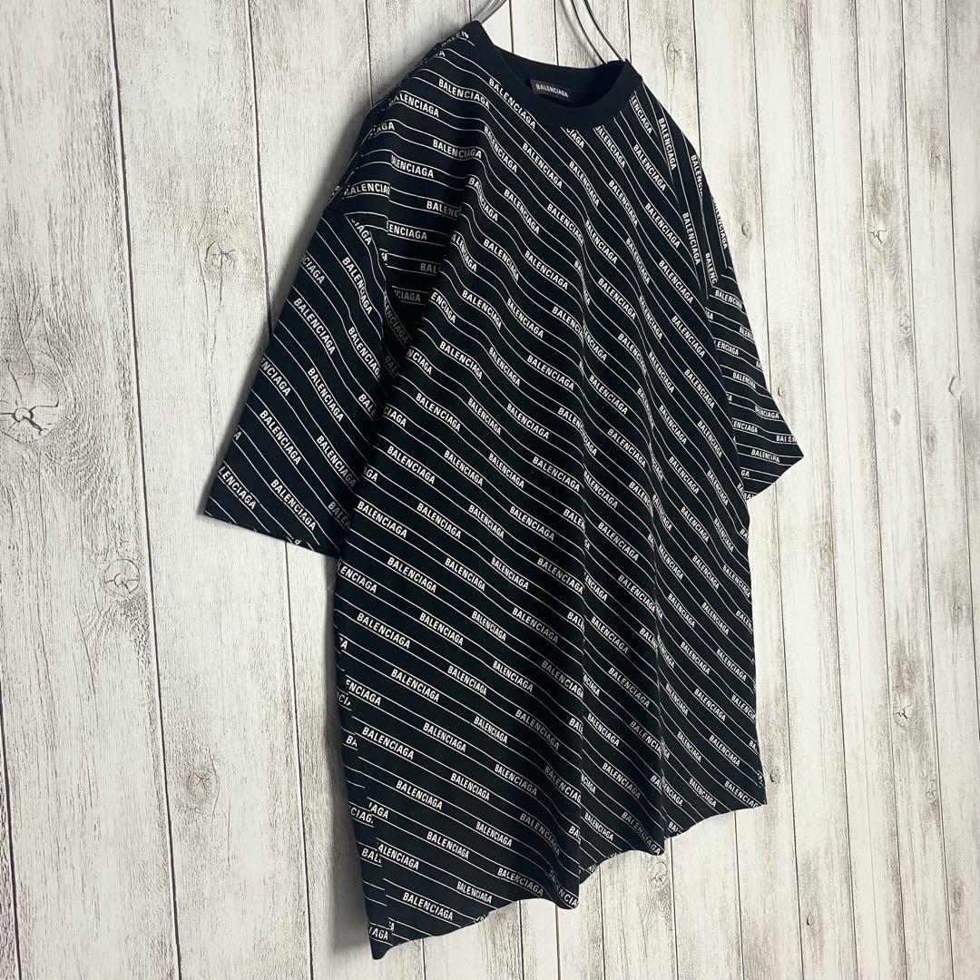 【オーバーサイズ☆大人気】バレンシアガ オールオーバーロゴ Tシャツ ブラック