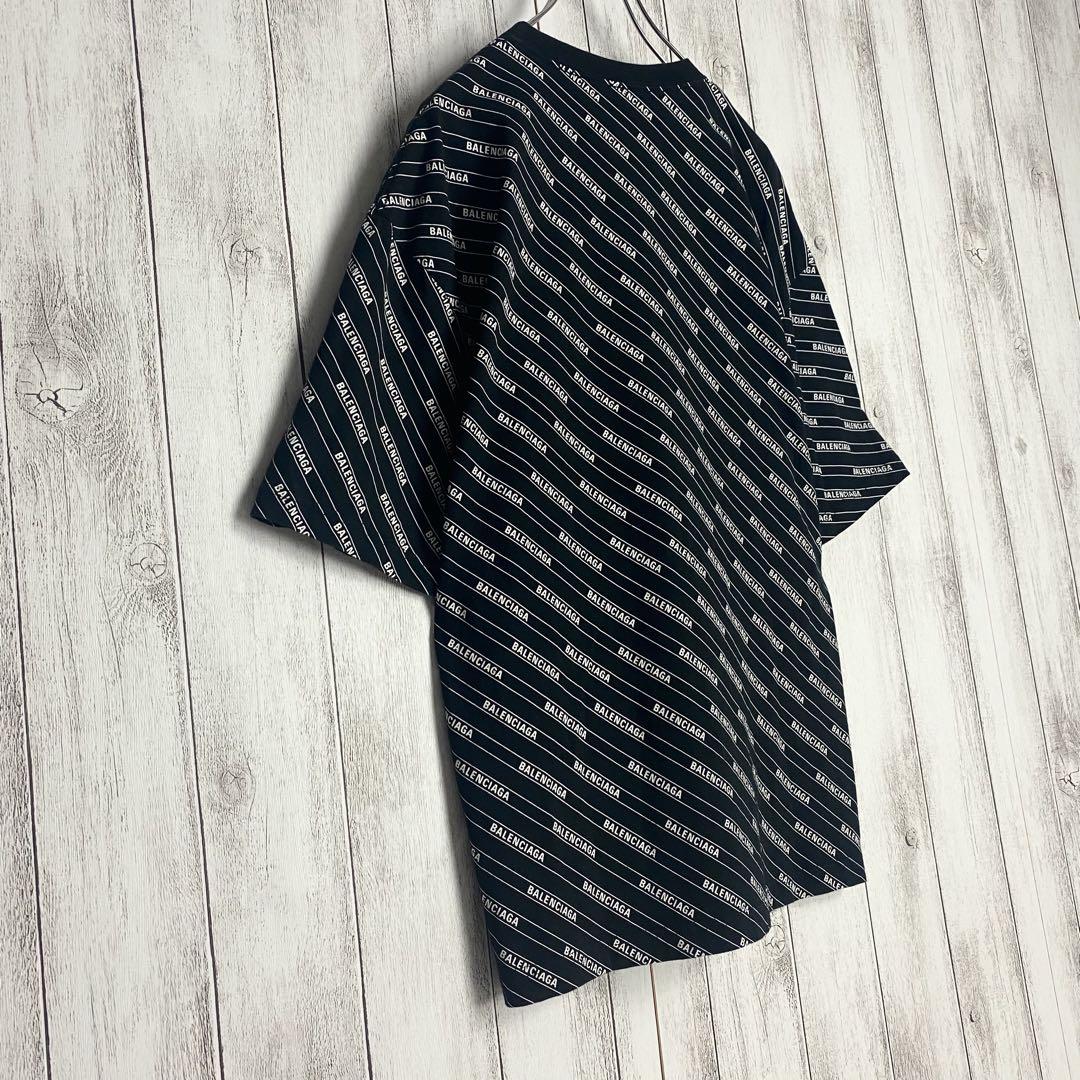 【オーバーサイズ☆大人気】バレンシアガ オールオーバーロゴ Tシャツ ブラック