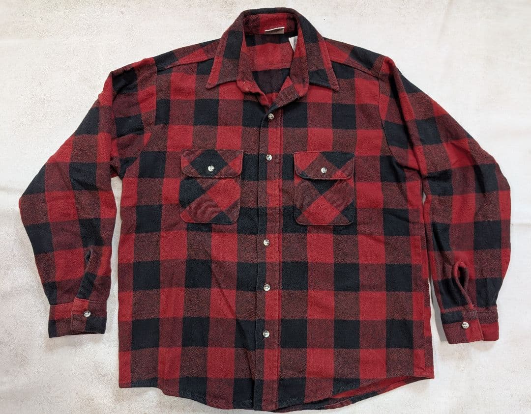 EVERYBODY 赤黒 チェックネルシャツL Every Body