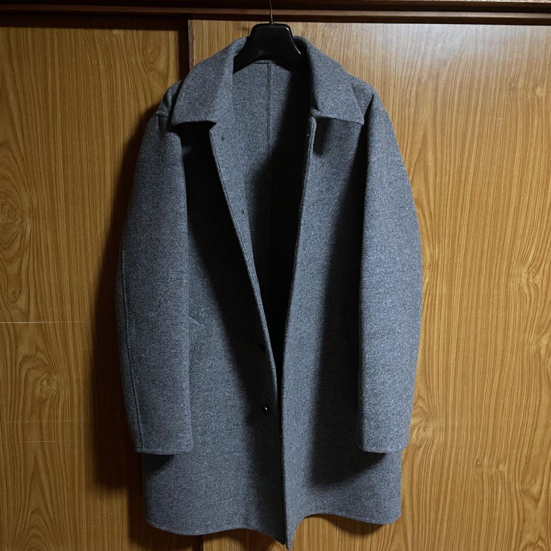 完売品 美品 ユニクロ ダブルフェイスコート グレー サイズL