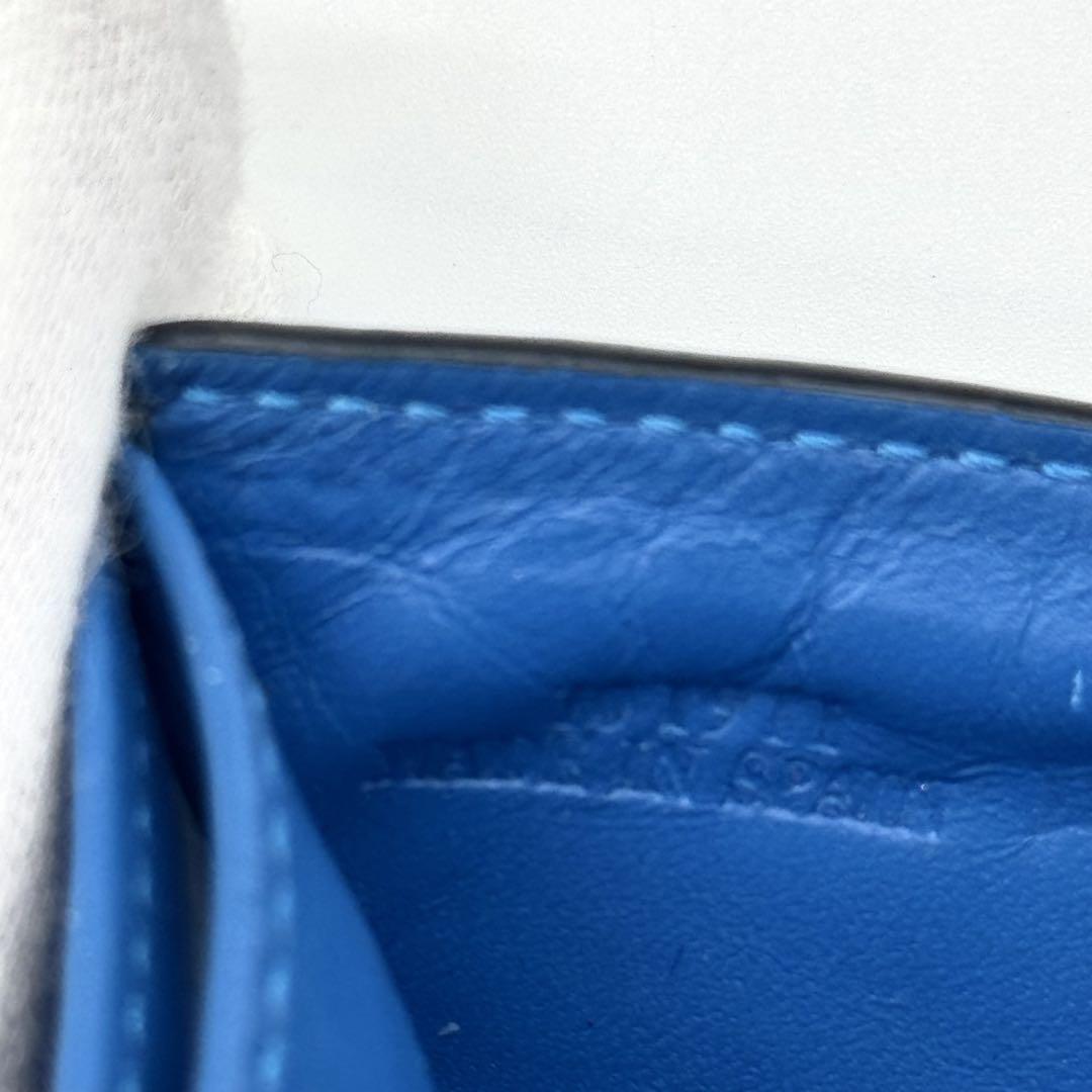 激レア✨ロエベ 二つ折り財布 メイズ アナグラム レザー バイカラー 紺 青
