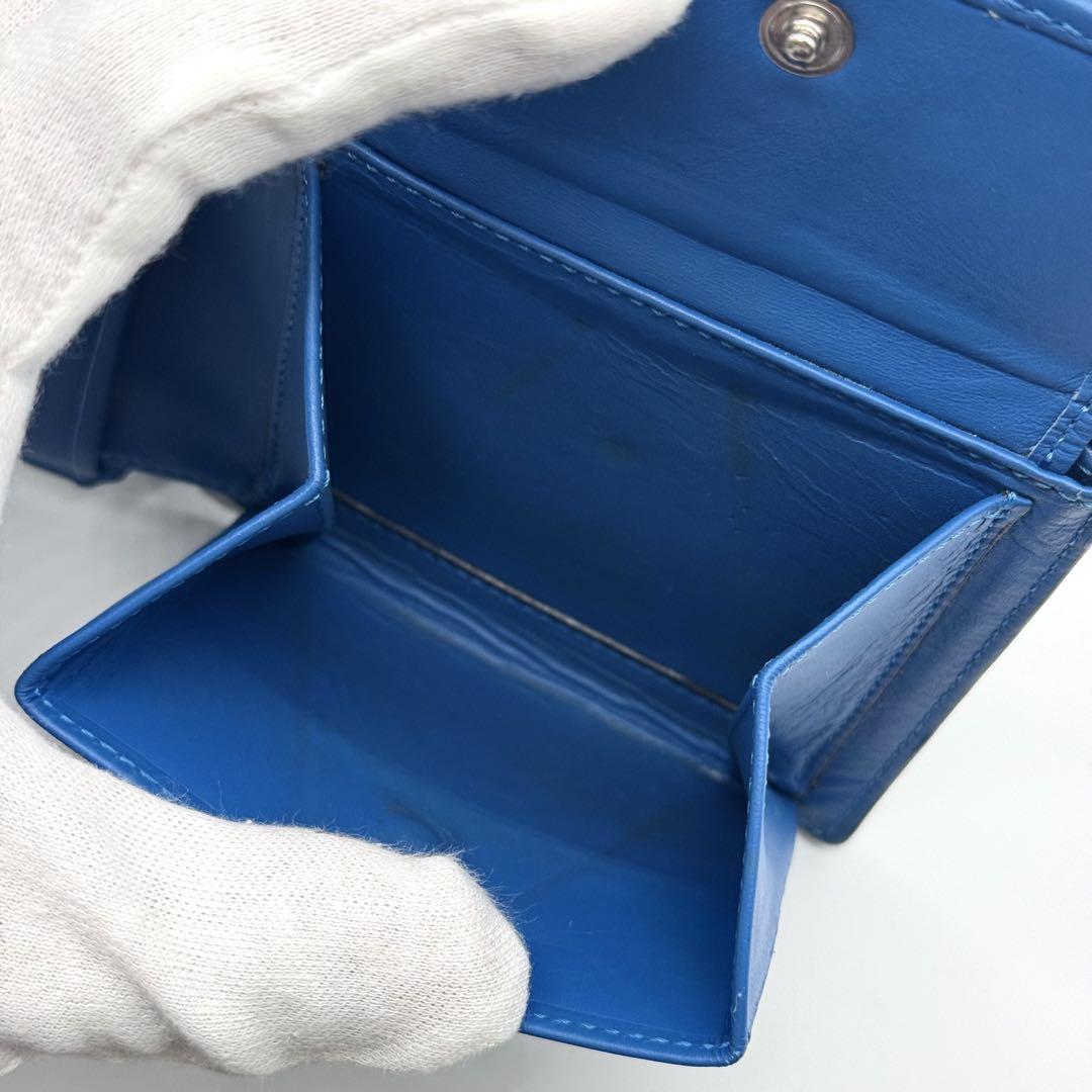 激レア✨ロエベ 二つ折り財布 メイズ アナグラム レザー バイカラー 紺 青