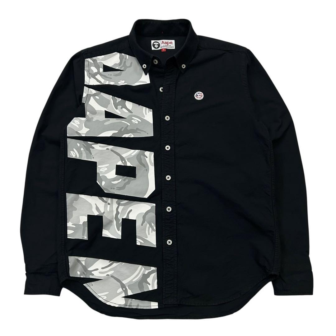 美品★ A Bathing Ape 長袖シャツ パーカ 美品 A BATHING APE 長袖シャツ バイカラー系 A APE メンズS