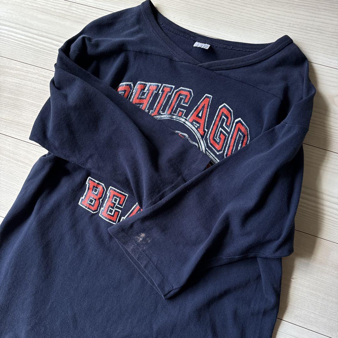 80s champion トリコタグ　フットボールシャツ　Tシャツ　ネイビー