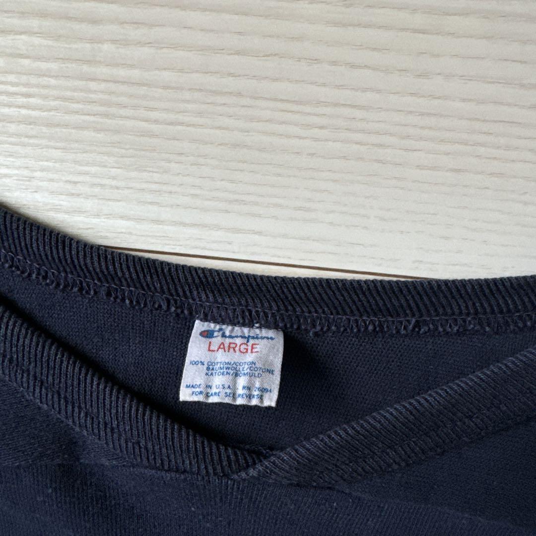 80s champion トリコタグ　フットボールシャツ　Tシャツ　ネイビー