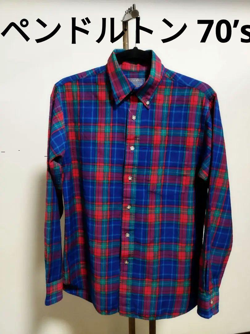 激レア〈PENDLETON〉ウールシャツ70’s USA製 ペンドルトン薄手シャツ