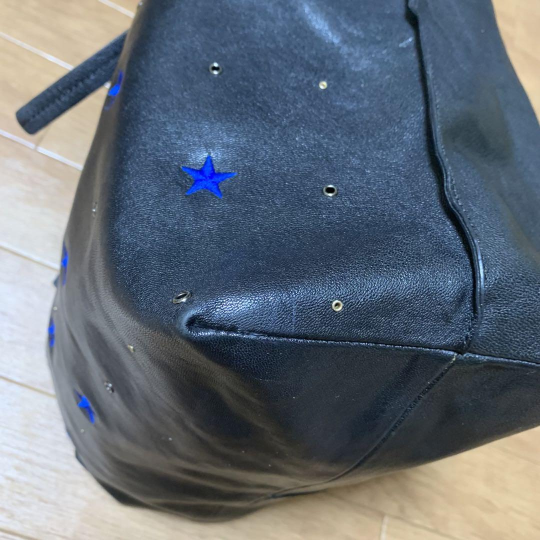 atneK アトネック レザー トートバッグ 星 刺繍 大容量 肩掛け A4収納