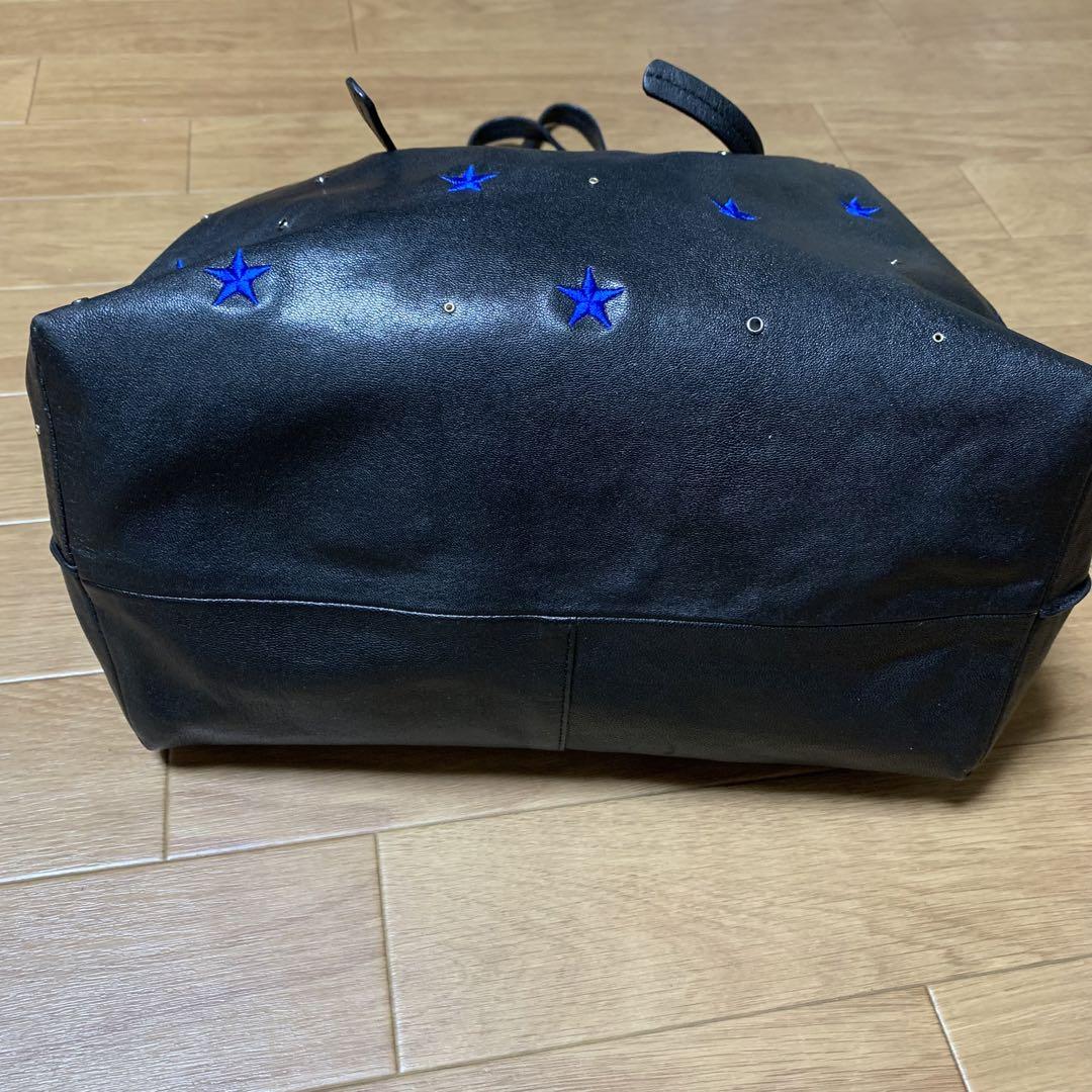 atneK アトネック レザー トートバッグ 星 刺繍 大容量 肩掛け A4収納