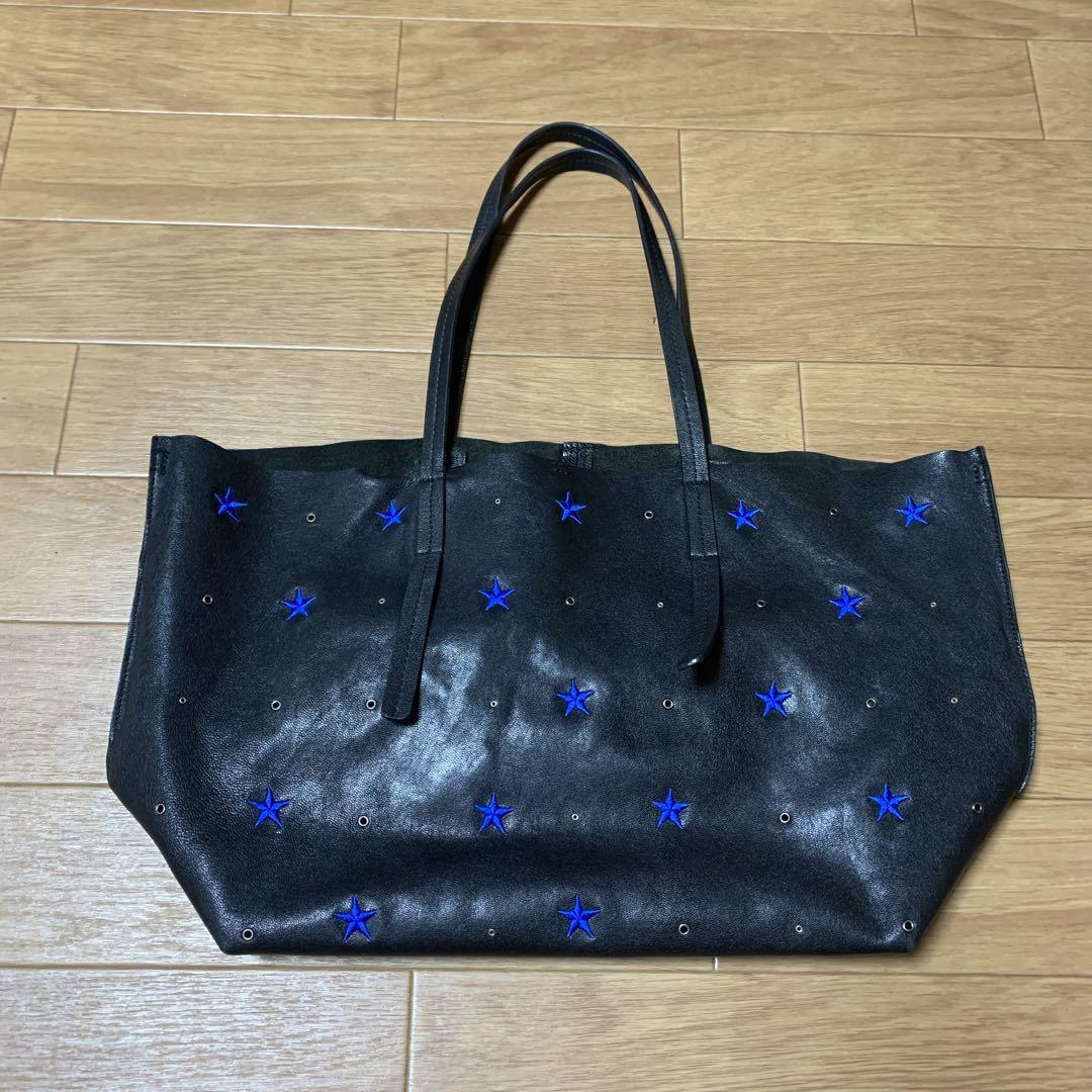 atneK アトネック レザー トートバッグ 星 刺繍 大容量 肩掛け A4収納