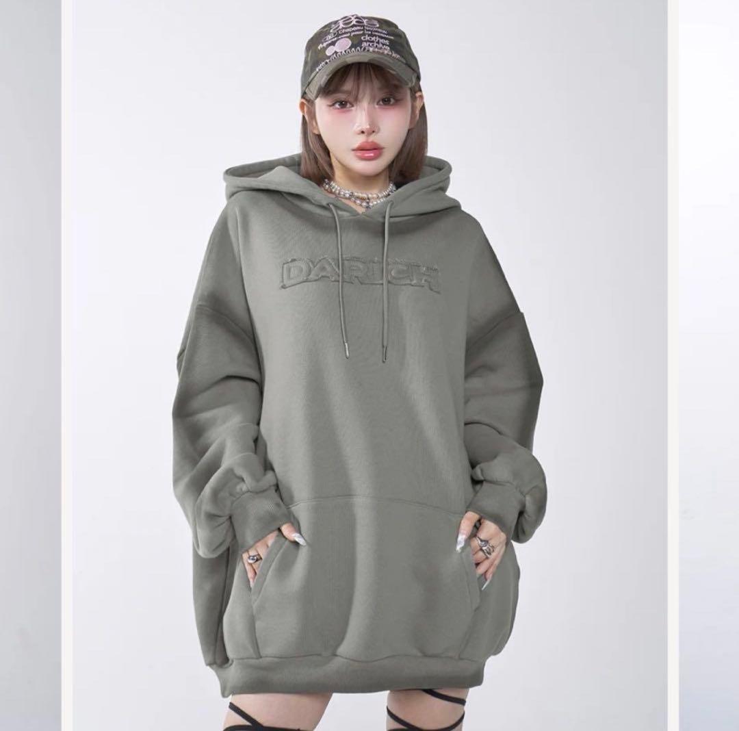 美品 Darich パーカー スプレーレースアップフーディ カーキ