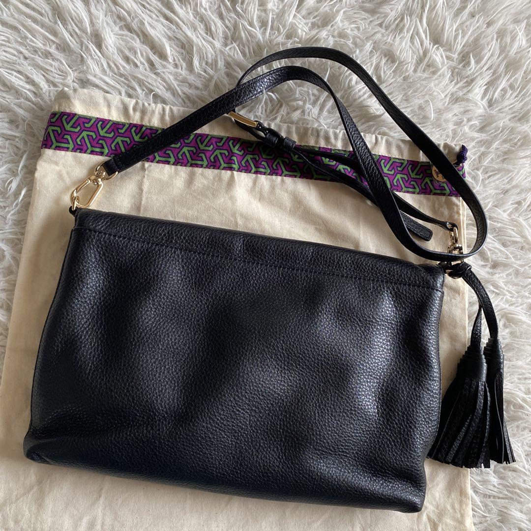 美品 トリーバーチ ショルダーバッグ タッセル ブラック レザー