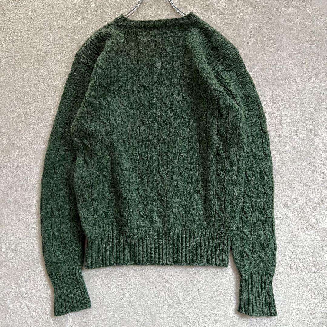 【美品】ポロバイラルフローレン ケーブルニット ポニー刺繍 グリーン 希少色 M