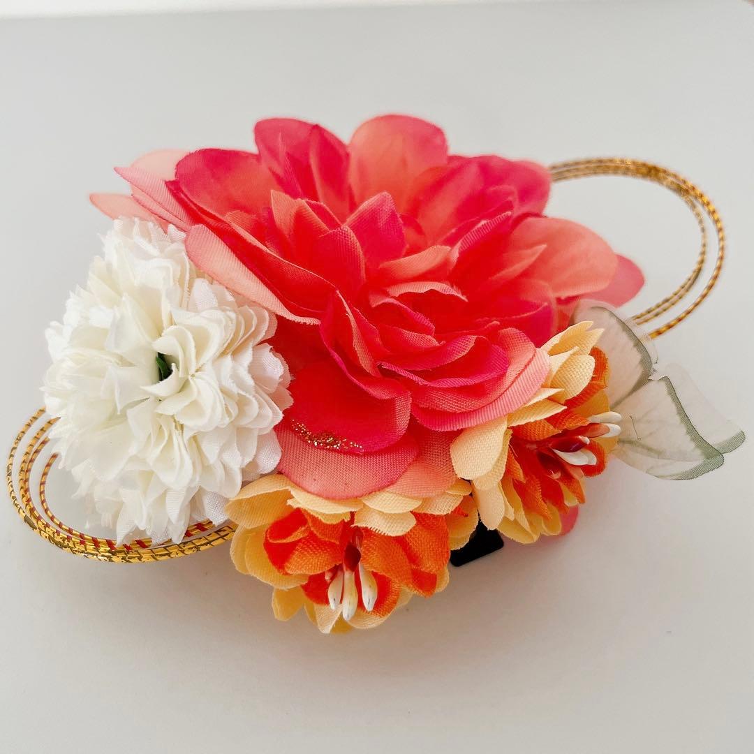 和風 髪飾り 成人式 夏祭り 菊 蝶 つまみ細工 和装 浴衣 着物 写真撮影