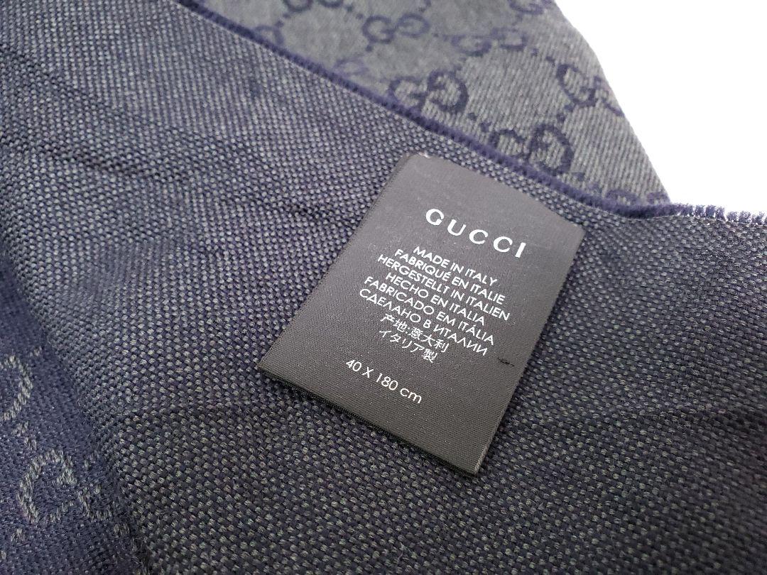 グッチ GUCCI マフラー GG柄 ウール100% ブラック
