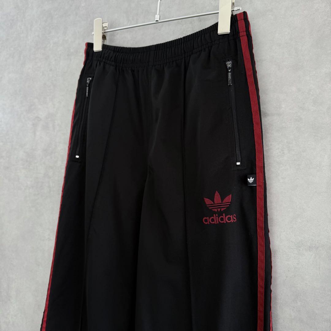 90s old adidas アディダス トラックパンツ ブラック×レッド L