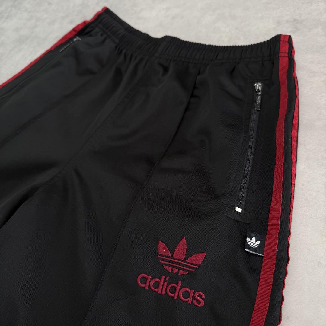 90s old adidas アディダス トラックパンツ ブラック×レッド L