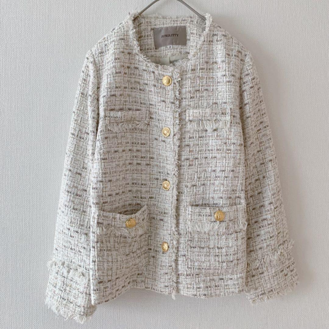 ♢2022春♢【美品】JUSGLITTY ジャスグリッティー ツイードジャケット