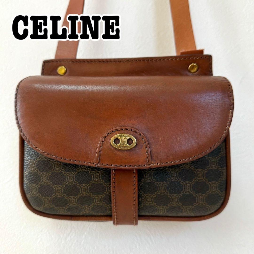 CELINE マカダム ポシェット ショルダーバッグ 斜め掛け ウエストポーチ