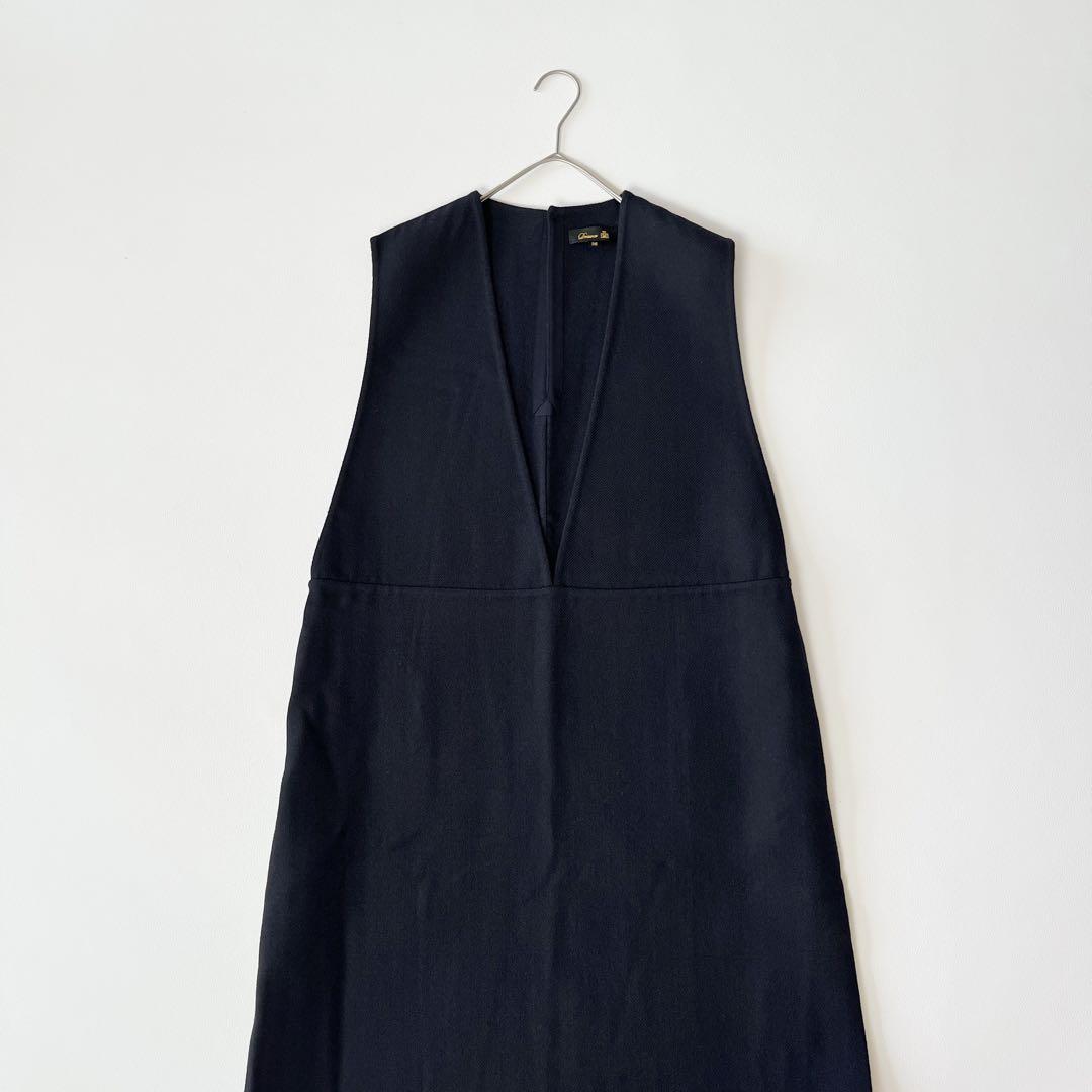 ▼美品✨ドゥロワー【36】ケヌキウール Vネック ジャンパースカート ワンピース