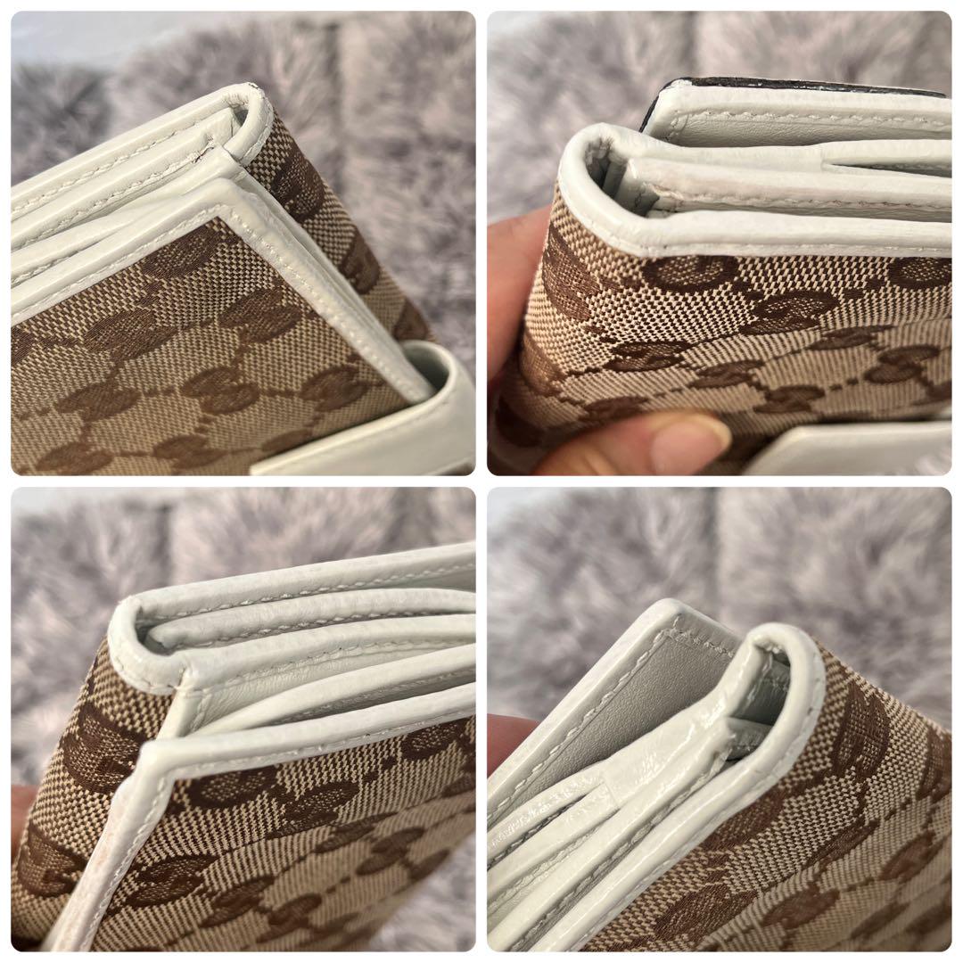 GUCCI✨長財布　Wホック インターロッキング　GGキャンバス　ホワイト