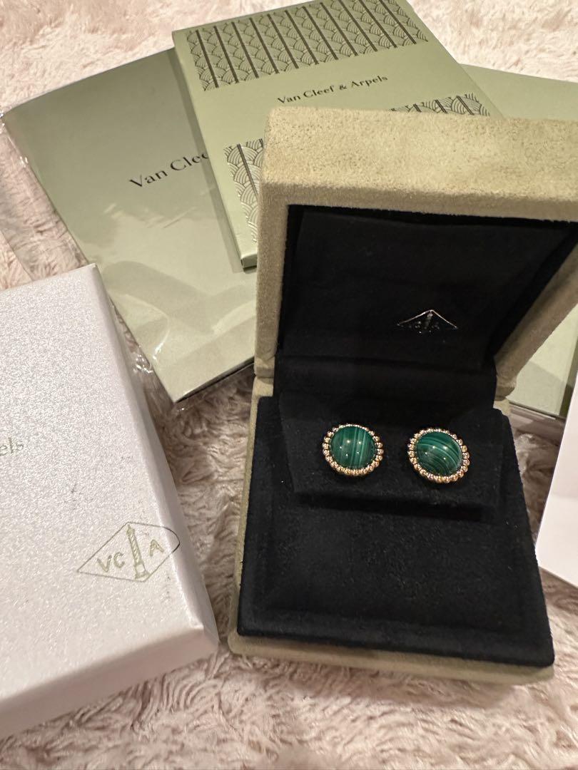 【Van Cleef & Arpels】ペルレ クルール ピアス マラカイト Van Cleef&Arpels】ペルレ クルール ピアス 丸型 マラカイト