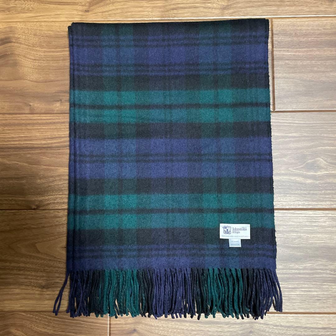Johnstons of Elgin カシミヤ ストール　大判ブラックウォッチ