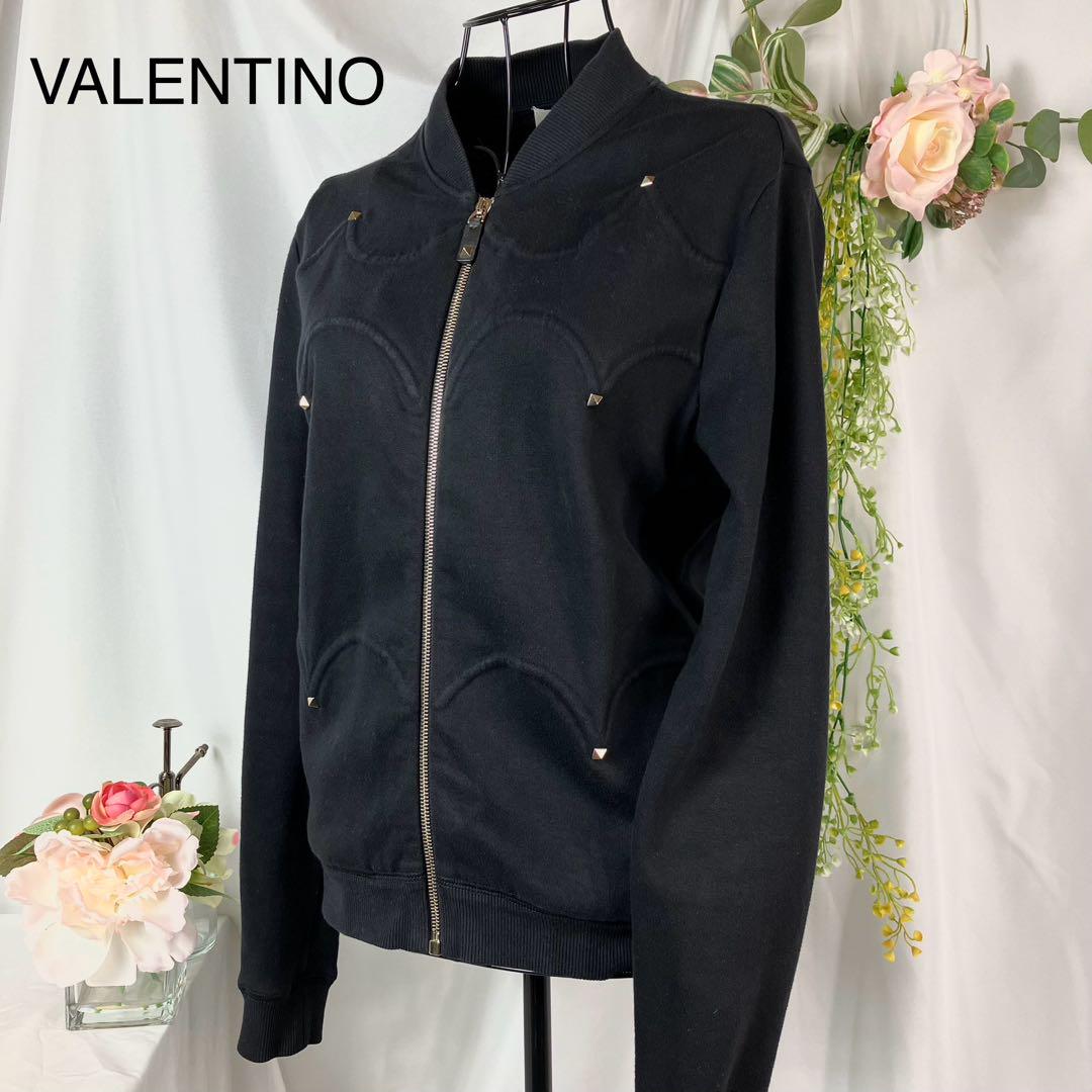 VALENTINO ニット ブルゾン スタッズ MA-1 黒 S