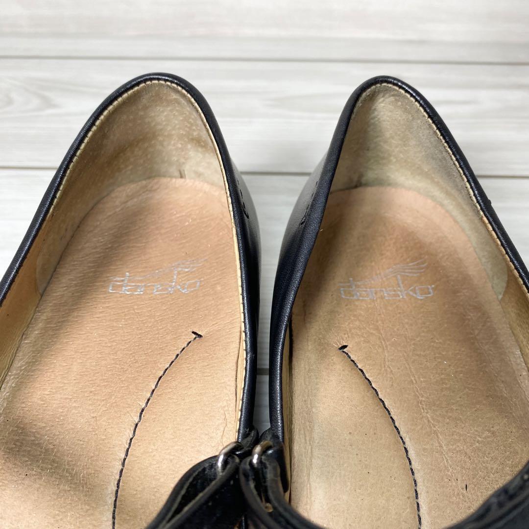 207 dansko ダンスコ 本革 レザー パンプス ストラップ 黒 39