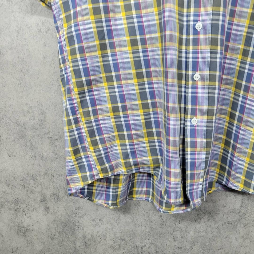 古着 90s ポロ ラルフローレン チェック柄 シャツ マルチイエロー XL