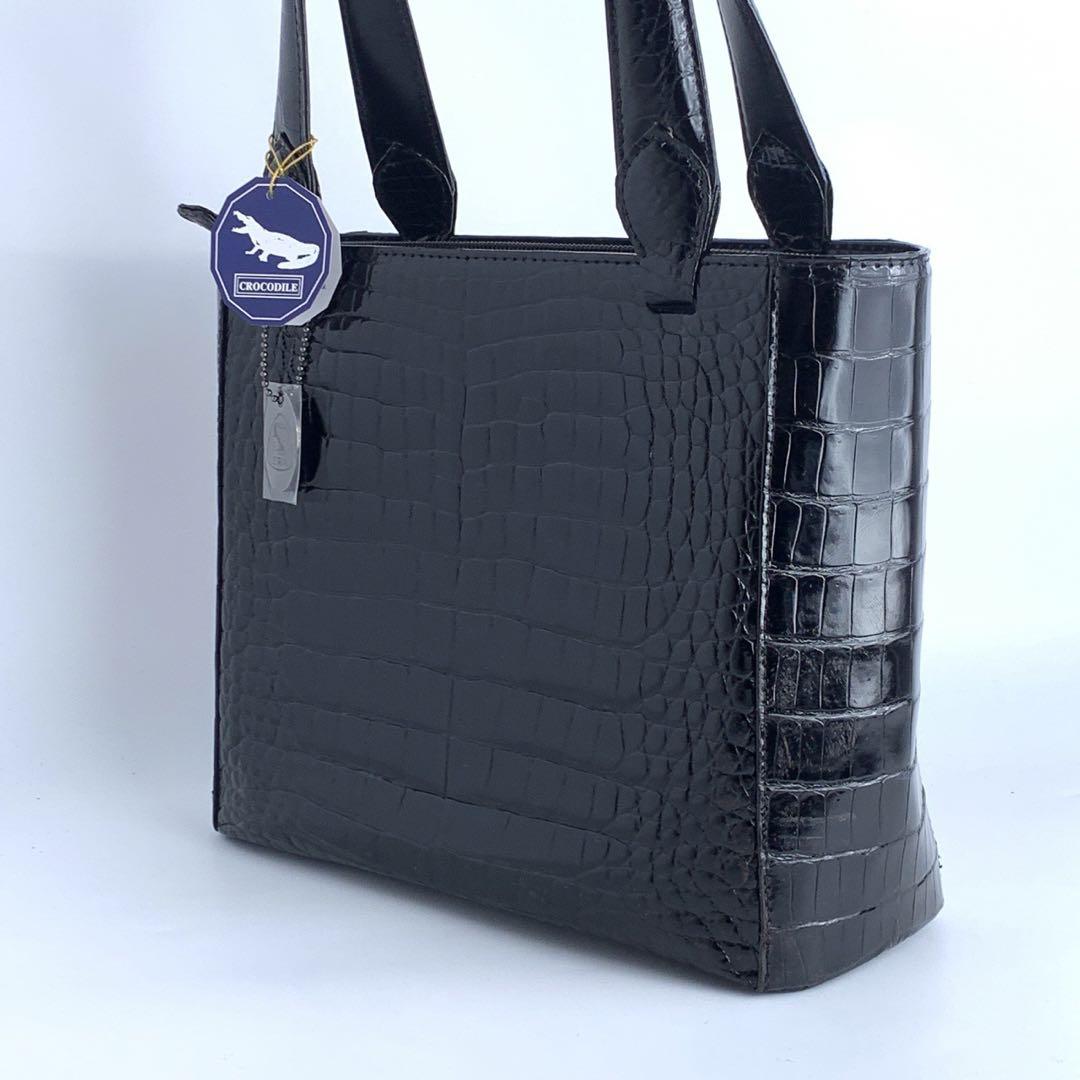 ✨新品/最高級✨JRA認定 クロコダイル レザートートバッグ 黒ブラック 画像5