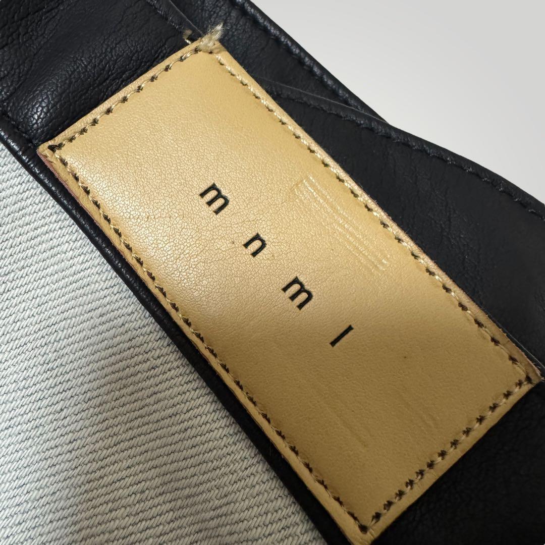 65 mnml ミニマル B417 LEATHER FLARE DENIM