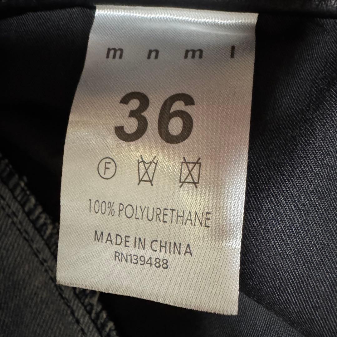 65 mnml ミニマル B417 LEATHER FLARE DENIM