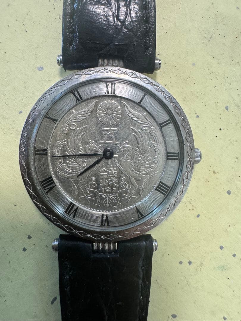 ヴィンテージ 大日本帝国 五十銭 大正十一年 銀貨 クォーツ 不動 時計 メンズ