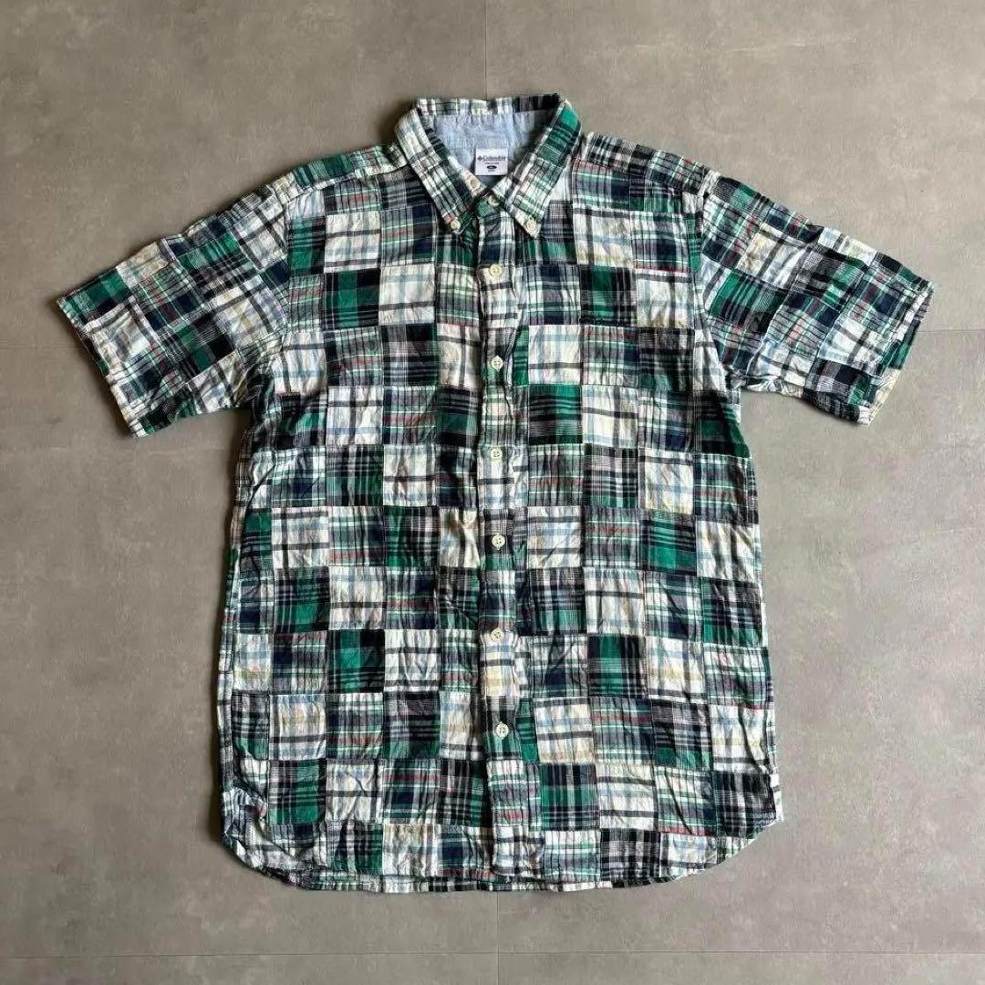 古着 90s パッチワーク マドラス チェック 半袖シャツ gimmick
