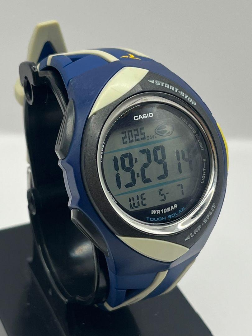 CASIO PHYS スポーツ デジタル腕時計 ネイビータフソーラー実働品♪
