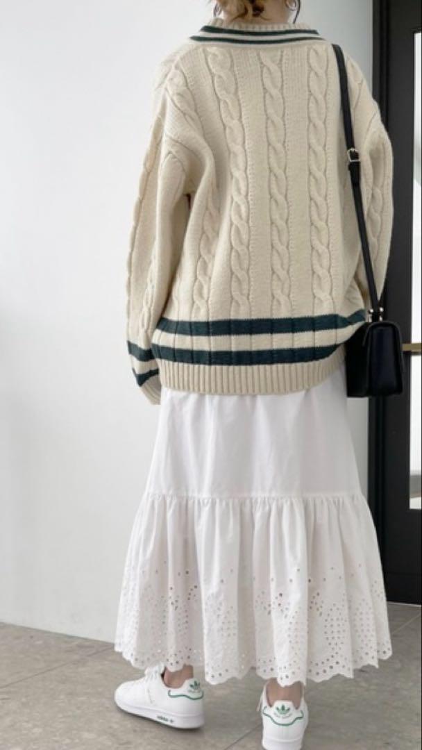 Spick & Span コットンエンブロイダリースカート　白