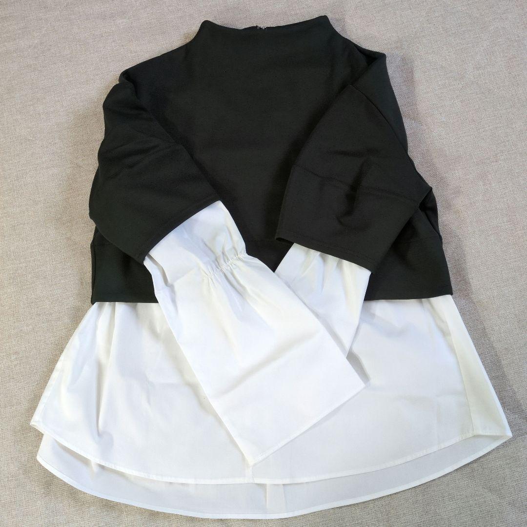 Chiismontezレイヤードスタイル 蒼黒と白のトップス
