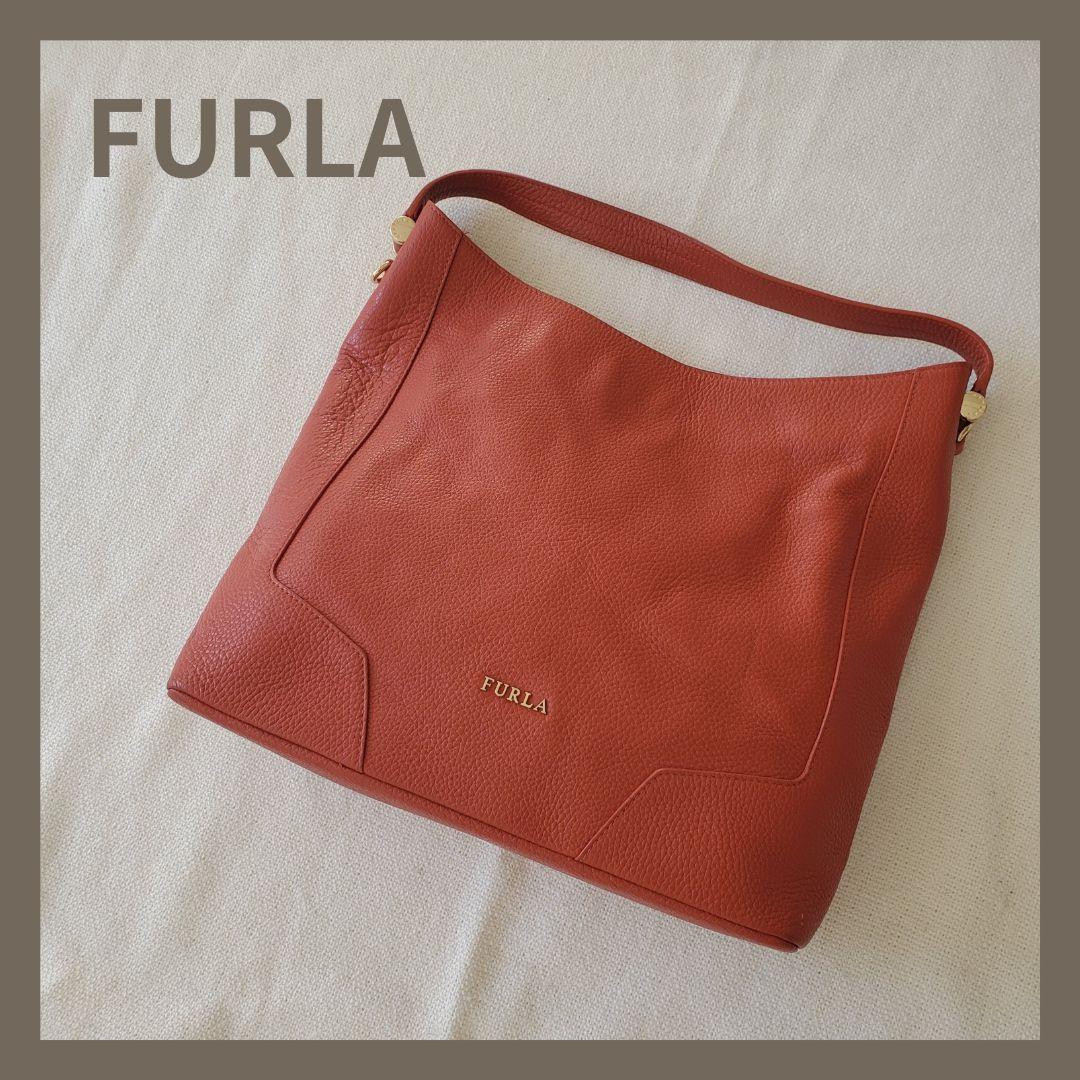【FURLA】フルラ  ハンドバッグ ショルダーバッグ オレンジブラウン レザー