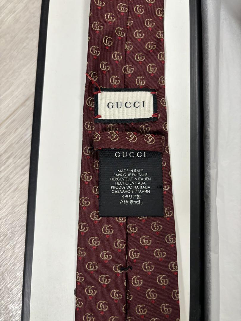 【美品】GUCCI ボルドー GGロゴ ネクタイ
