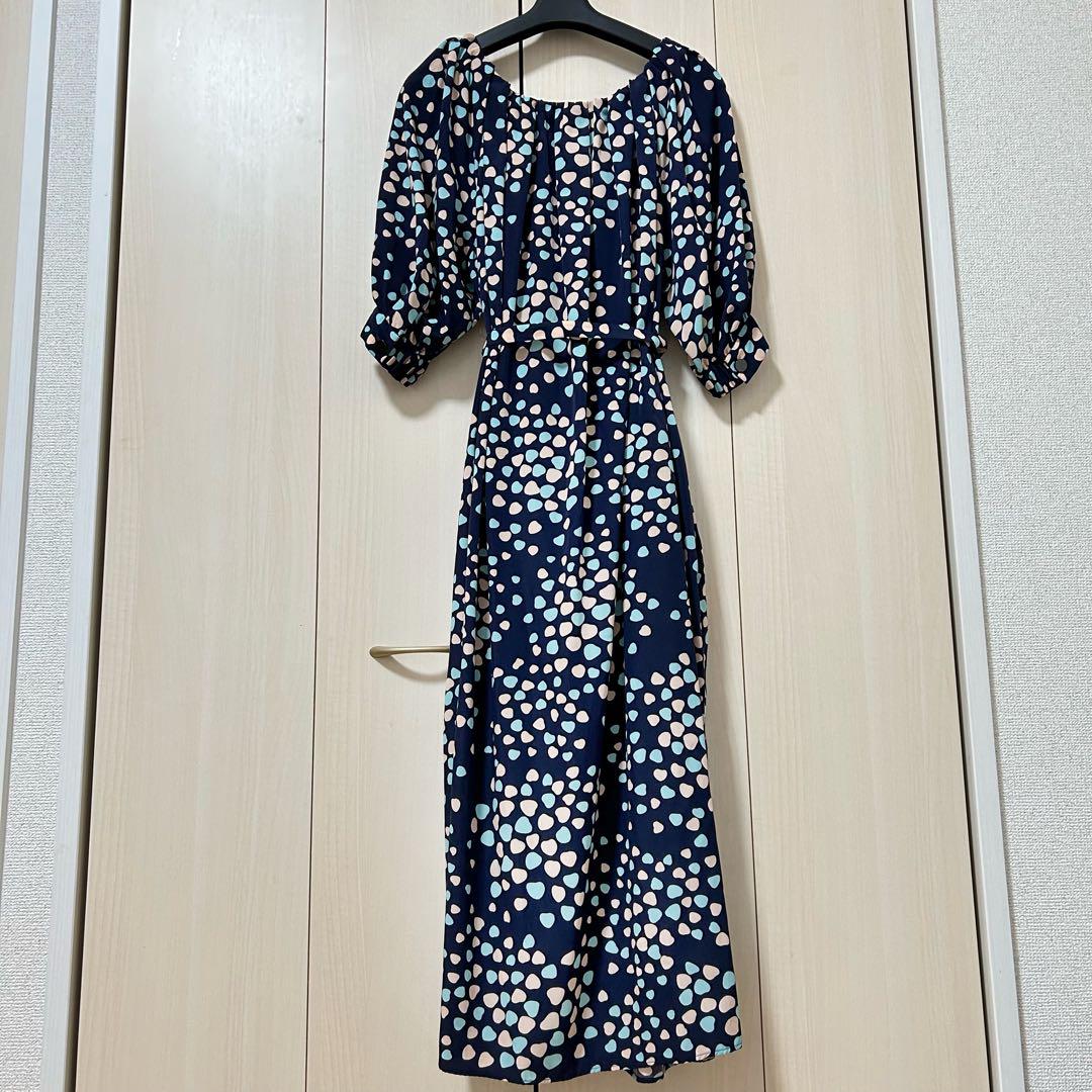 24SS♡グレースコンチネンタル ランダムハートドレープワンピース 36 ドット