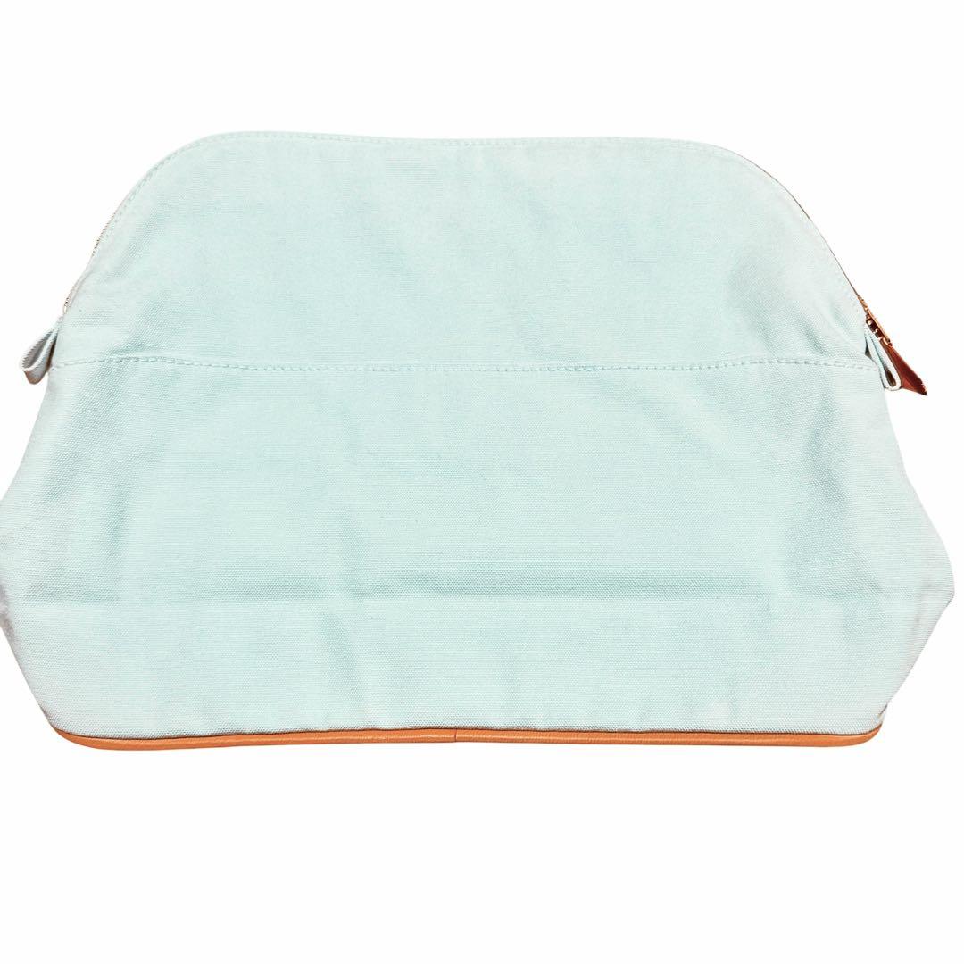 【HERMES】エルメス　ポーチ　ポリード 綿100% BLEU GLACIER