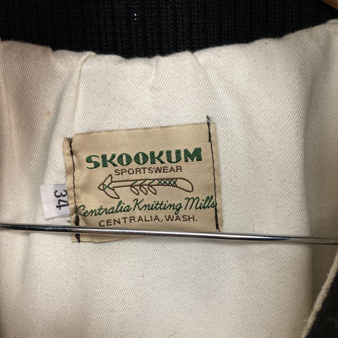 SKOOKUM スタジャン ブラック ウール レザー
