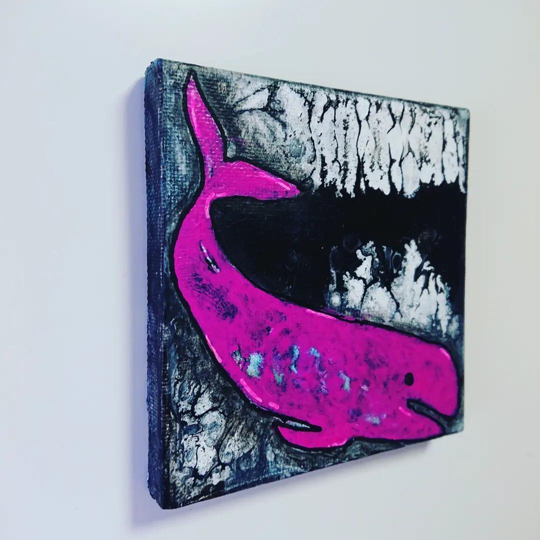 原画 くじら 鯨 クジラ アート パネル フルイドアート ＝ ポーリングアート 原画 くじら 鯨 クジラ アート パネル フルイドアート