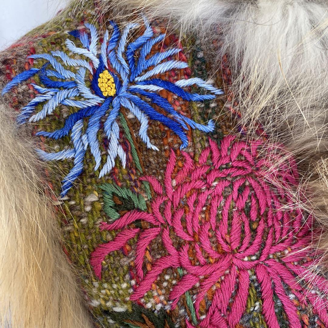 KEITA MARUYAMA 花刺繍 フォックス ファー ツイードベスト