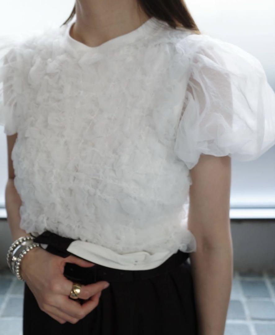 新品　未使用　タグ付　白　TULLE VEST LAYERED TOPS
