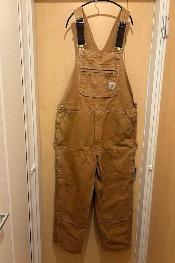 ☆送料無料☆Carhartt ダブルニーダックオーバーオール☆ブラウン42×30