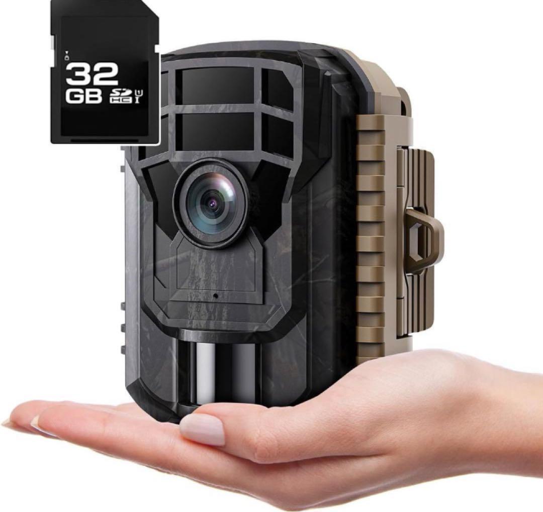 トレイルカメラ 小型 32GB SDカード付属 2K 36MP 電池式