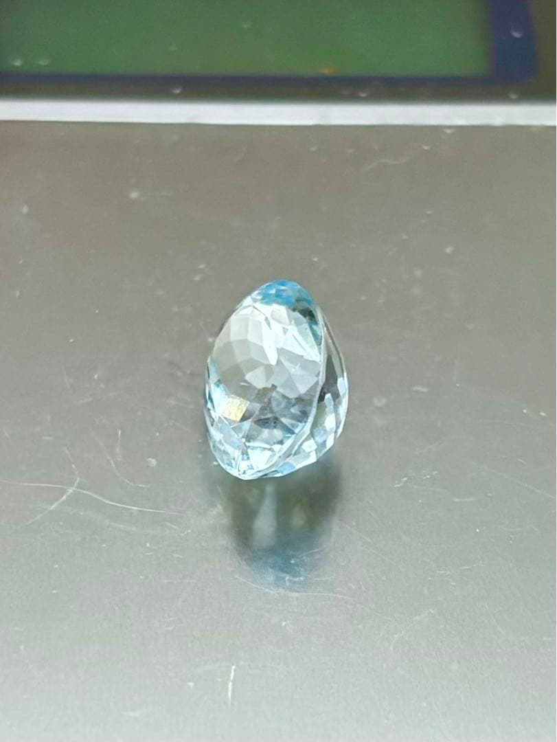大粒で濃い色のブラジル産アクアマリン6.50ct 13.5×10mmソ付き目立った傷や汚れなし