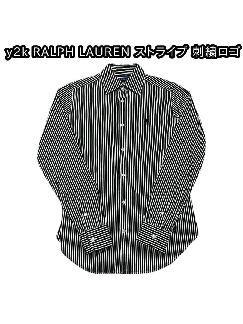 y2k RALPHLAUREN ストライプ vintage 刺繍ロゴ 激レア
